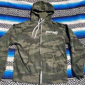 Portland Pot Shop Cannabis Swag Camo Zip Up Drawstring Hoodie Men's S